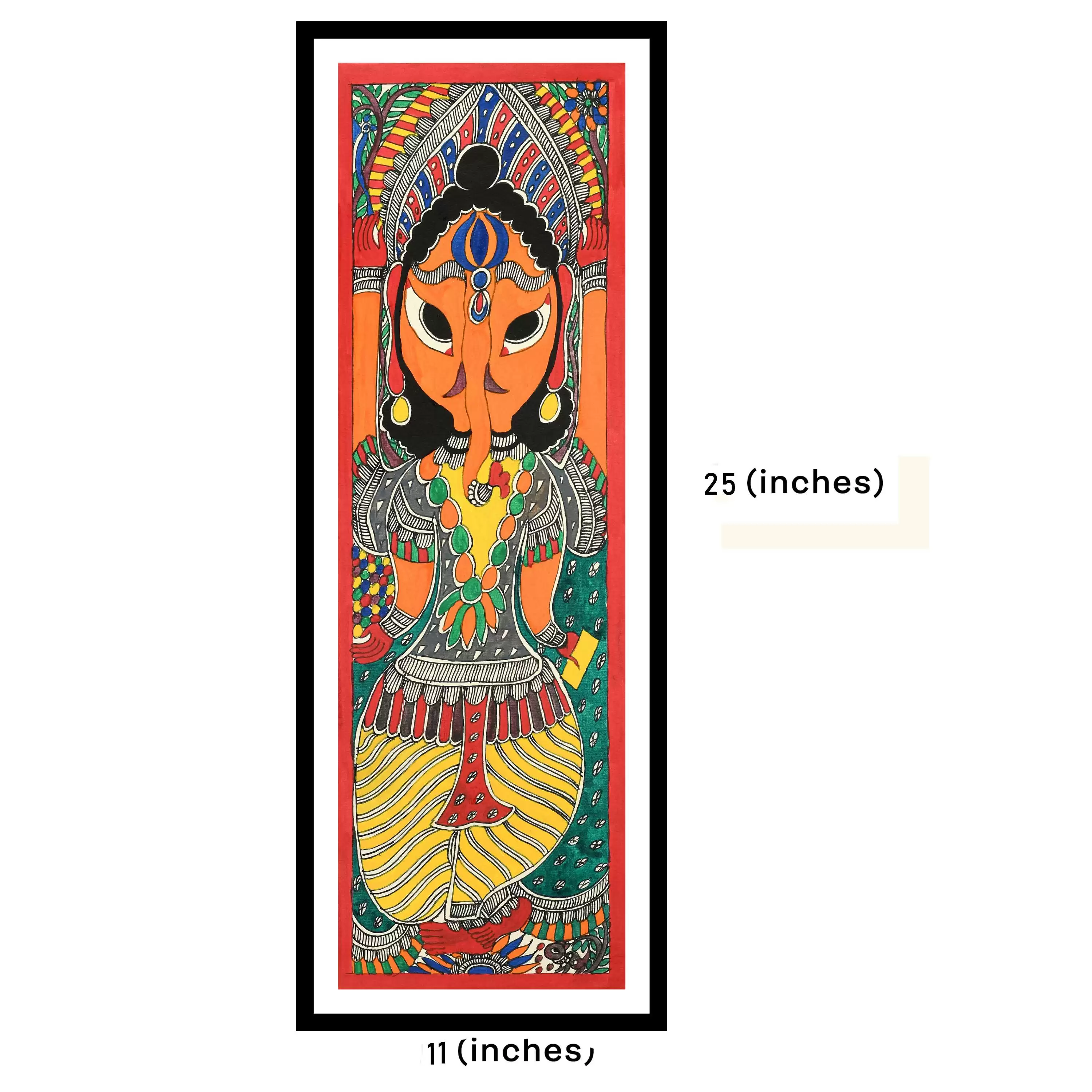 Madhubani Painting of Ganesha for Livingroom, Bedroom, Home & Office Wall Art Decor